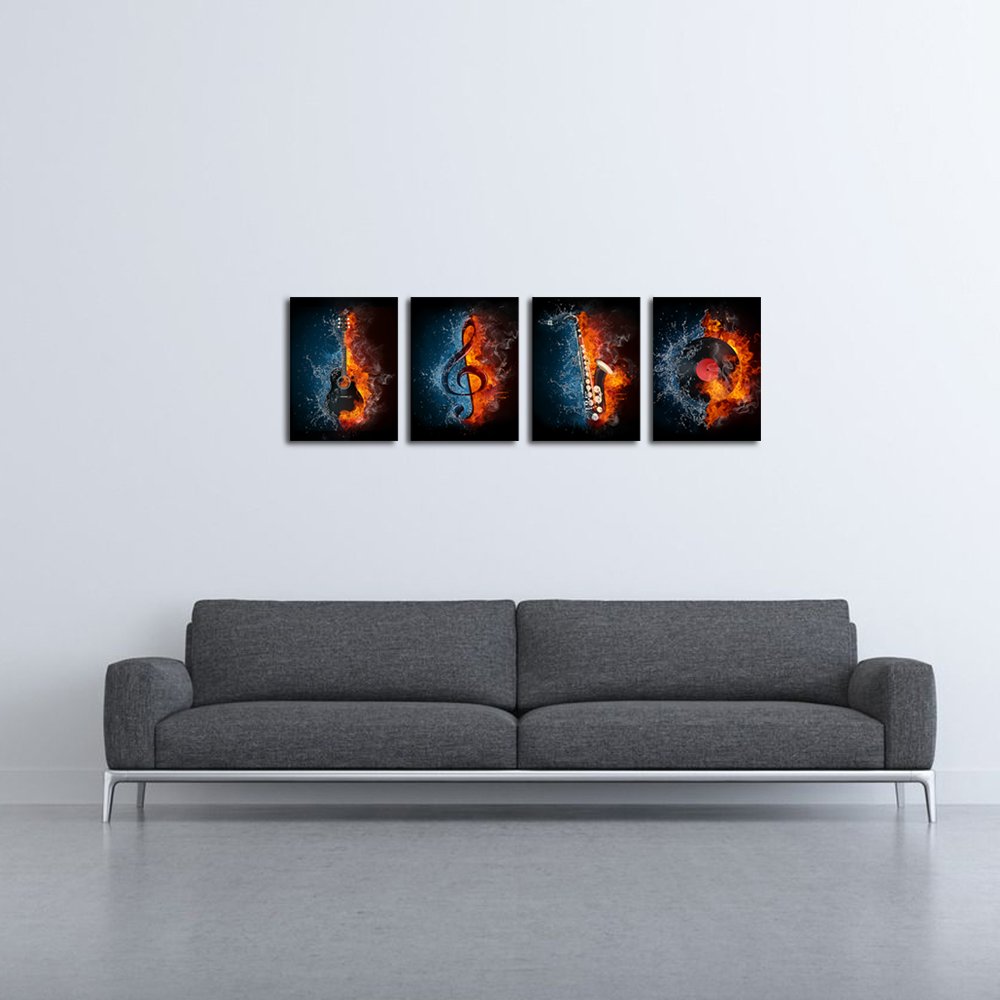 Amazon.com: VVOVV Wall Decor - 4 Panel Music Canvas Painting